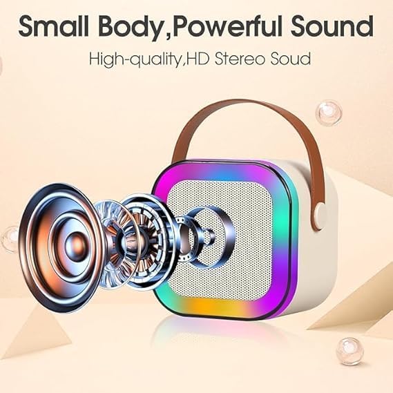 Fun LED portable speaker and microphone set for kids, perfect for sing-alongs, parties, and entertainment.www.usmile.toys